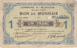 East Flanders, Province of 1 Franc, 1914 obverse