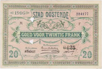 East Flanders, Province of 20 Francs, 1916 obverse