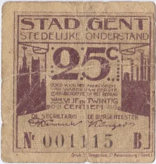 East Flanders, Province of 25 Centimes,  obverse