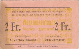 East Flanders, Province of 2 Francs, reverse