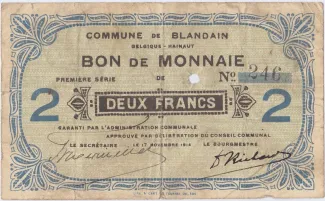 East Flanders, Province of 2 Francs, 1914 obverse