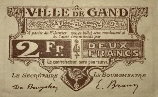 East Flanders, Province of 2 Francs, 1916-1918 reverse