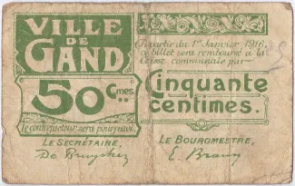 East Flanders, Province of 50 Centimes, 1916 reverse