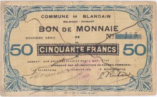 East Flanders, Province of 50 Francs, 1915 obverse