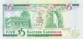 Eastern Caribbean States 5 Dollars, 1994 reverse