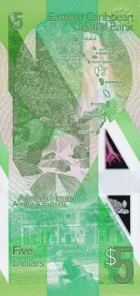 Eastern Caribbean States 5 Dollars, 2021 reverse