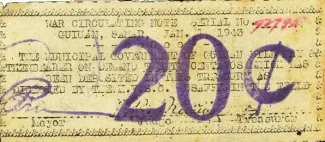 Eastern Samar 20 Centavos, 1943 obverse
