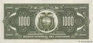 Ecuador 1.000 Sucres, 1969-1973 reverse