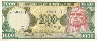Ecuador 1.000 Sucres, 1984-1988 obverse