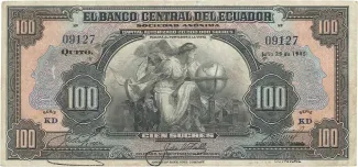 Ecuador 100 Sucres, 1939-1949 obverse