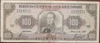Ecuador 100 Sucres, 1957-1970 obverse