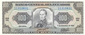 Ecuador 100 Sucres, 1988-1997 obverse