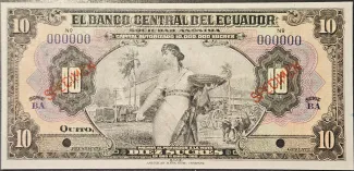 Ecuador 10 Sucres, 1928-1938 obverse