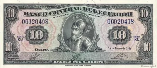 Ecuador 10 Sucres, 1956-1974 obverse