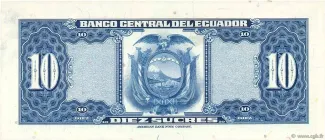 Ecuador 10 Sucres, 1956-1974 reverse