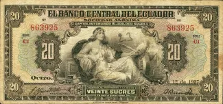 Ecuador 20 Sucres, 1928-1937 obverse