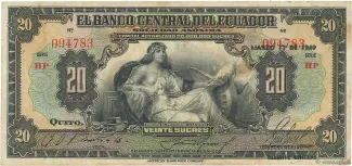 Ecuador 20 Sucres, 1939-1949 obverse