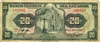 Ecuador 20 Sucres, 1950-1960 obverse