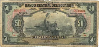 Ecuador 50 Sucres, 1939-1949 obverse