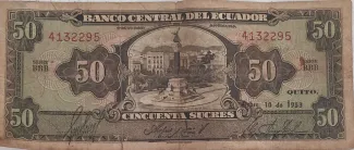 Ecuador 50 Sucres, 1950-1959 obverse