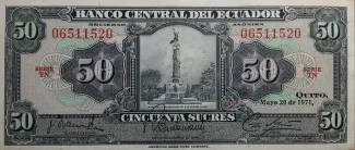 Ecuador 50 Sucres, 1968-1976 obverse