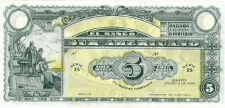 Ecuador 5 Sucres, 1920 obverse