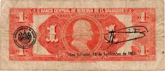 El Salvador 1 Colón, 1964-1966 reverse