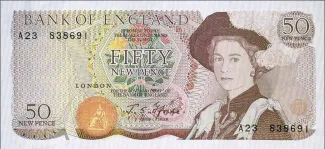 England 50 New Pence - Elizabeth II, 1970 - Signature: JSF obverse