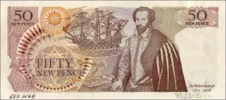 England 50 New Pence - Elizabeth II, 1970 - Signature: JSF reverse