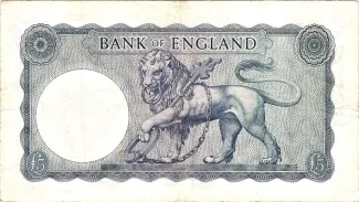 England 5 Pounds, 1957-1963 reverse