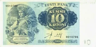 Estonia 10 Krooni, 2008 P-90 obverse