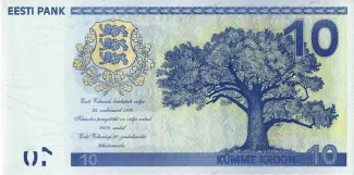 Estonia 10 Krooni, 2008 P-90 reverse