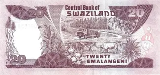 Eswatini 20 Emalangeni, 1989 P-17 reverse