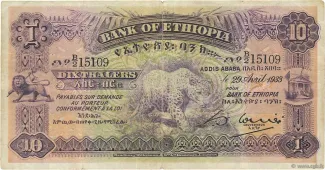 Ethiopia 10 Thalers, 1932-1935 obverse