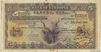 Ethiopia 5 Thalers, 1932-1933 obverse