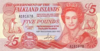Falkland Islands 5 Pounds, 1983 P-12 obverse
