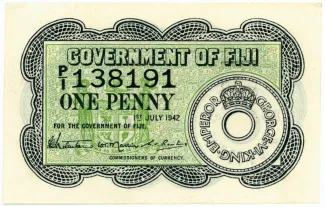 Fiji 1 Penny, 1942 P-47 obverse