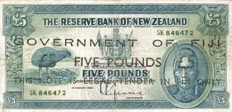 Fiji 5 Liri, 1942 P-46 obverse