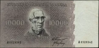 Finland 10.000 Markkaa, 1955 obverse