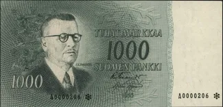 Finland 1.000 Markkaa, 1955 obverse