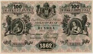Finland 100 Markkaa, 1862 obverse