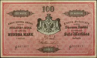 Finland 100 Markkaa, 1882 obverse