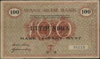 Finland 100 Markkaa, 1918 reverse