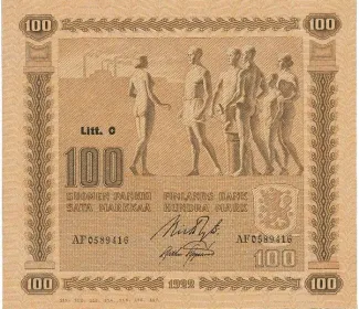 Finland 100 Markkaa,, 1922 obverse