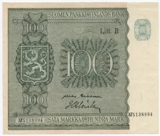 Finland 100 Markkaa,, 1945 obverse