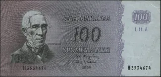 Finland 100 Markkaa, 1963 obverse