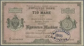 Finland 10 Markkaa, 1878 obverse