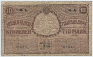 Finland 10 Markkaa,, 1909 obverse