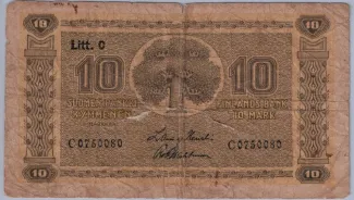 Finland 10 Markkaa,, 1922 obverse