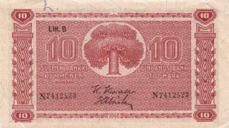 Finland 10 Markkaa,, 1945 obverse